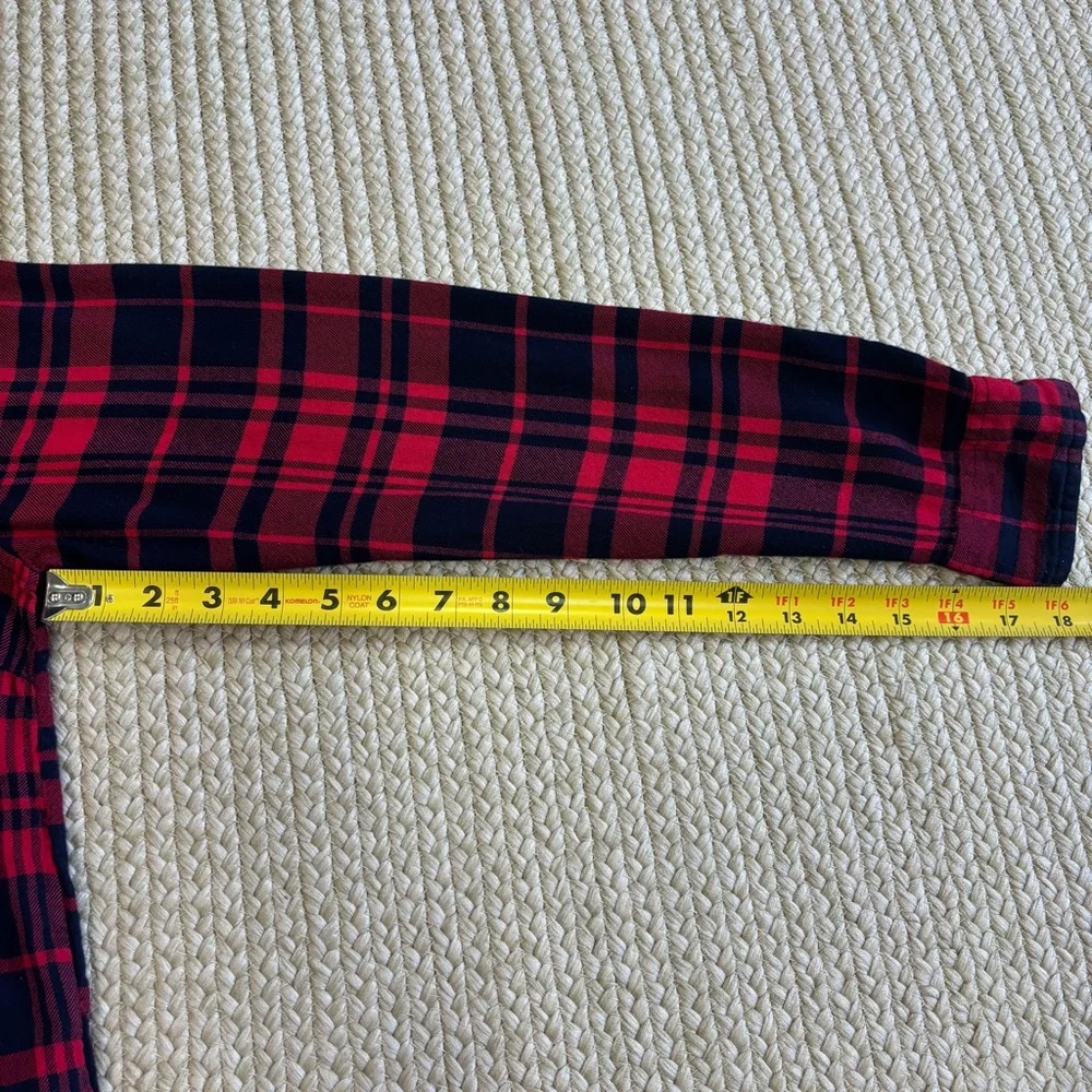 Lucky Brand Women’s Plaid Button Up Shirt Large Red Black Rayon Long Sleeve - Picture 10 of 11